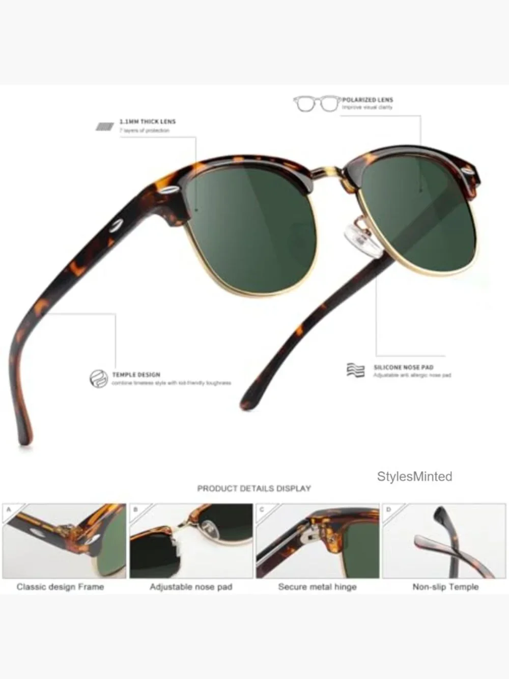 Kids Retro Semi Rimless Polarized Sunglasses UV Protection